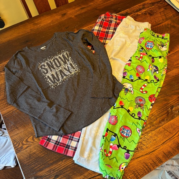 Girls Pj Set Mix - 3 pants & 1 top, size 10 - Picture 1 of 6